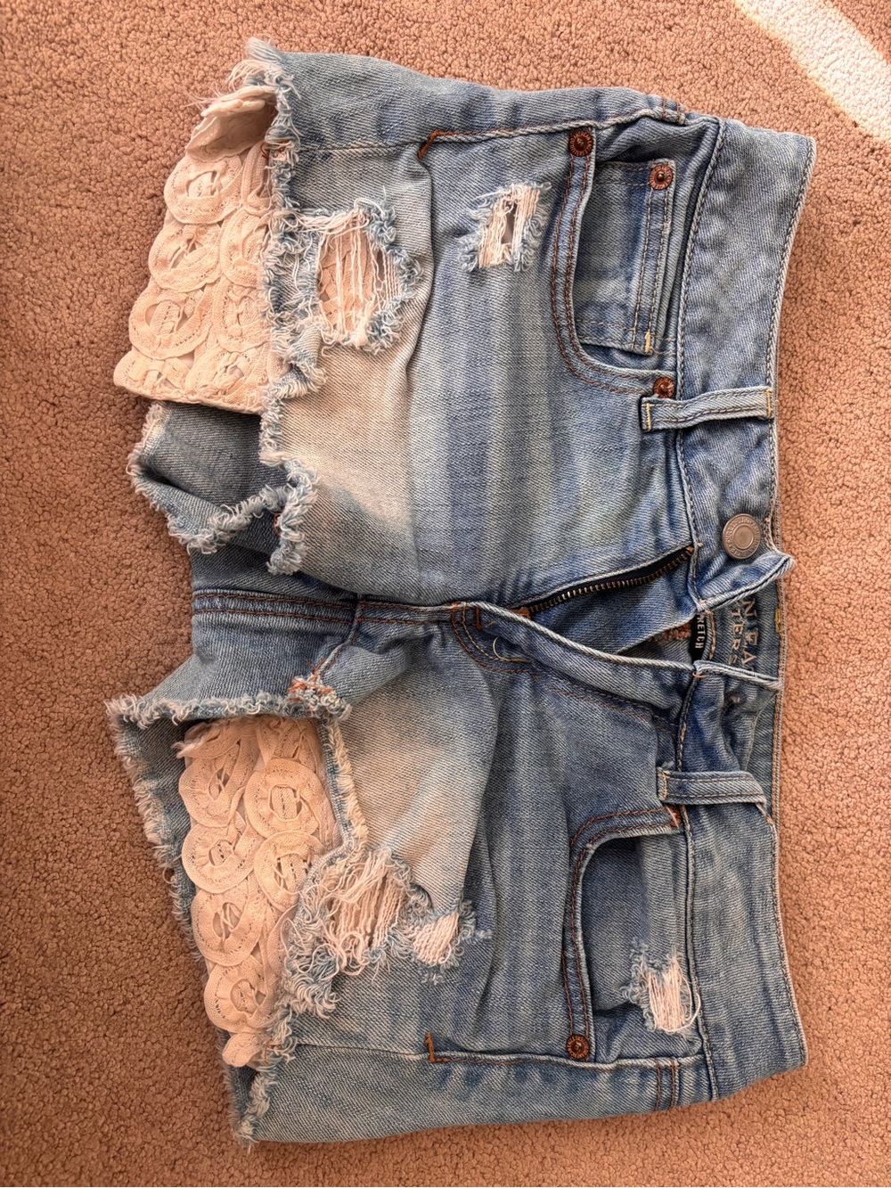 American Eagle Outfitters Light Blue Denim Shorts with Contrast Stitching